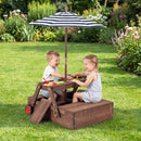Kids Sandpit and Picnic Table with Removable Umbrella – Walnut