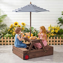 Kids Sandpit and Picnic Table with Removable Umbrella – Walnut