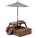 Kids Sandpit and Picnic Table with Removable Umbrella – Walnut