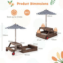 Kids Sandpit and Picnic Table with Removable Umbrella – Walnut