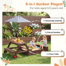 Kids Sandpit and Picnic Table with Removable Umbrella – Walnut