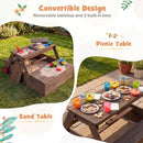 Kids Sandpit and Picnic Table with Removable Umbrella – Walnut