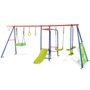 8-in-1 Outdoor Swing Set with Slide and Football Goals – Multicolour