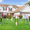 8-in-1 Outdoor Swing Set with Slide and Football Goals – Multicolour