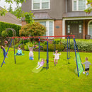 8-in-1 Outdoor Swing Set with Slide and Football Goals – Multicolour