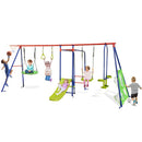 8-in-1 Outdoor Swing Set with Slide and Football Goals – Multicolour