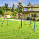 8-in-1 Outdoor Swing Set with Slide and Football Goals – Multicolour