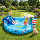 Shark Slide Inflatable Paddling Pool with Water Sprayer – Multicolour