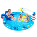 Shark Slide Inflatable Paddling Pool with Water Sprayer – Multicolour