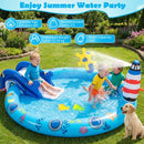 Shark Slide Inflatable Paddling Pool with Water Sprayer – Multicolour
