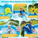 Shark Slide Inflatable Paddling Pool with Water Sprayer – Multicolour