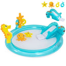 Marine-Themed Inflatable Paddling Pool with Slide – Multicolour