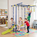 8-in-1 Wall-Mounted Metal Jungle Gym with Slide – Multicolour