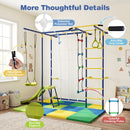 8-in-1 Wall-Mounted Metal Jungle Gym with Slide – Multicolour