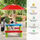 Kids picnic table set with removable umbrella, made of non-toxic PP material, perfect for outdoor play and meals.