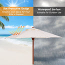 Kids picnic table with removable umbrella, made of durable engineered wood, perfect for outdoor activities and sun.