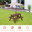 Kids picnic table with removable umbrella showcasing sturdy construction, ideal for versatile indoor and outdoor use.