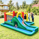 Inflatable Water Park with Slide, Tunnel and Boxing Post without Blower – Multicolour