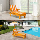 Kids outdoor chaise lounge chair made of solid fir wood with a removable, height-adjustable umbrella for sun protection.
