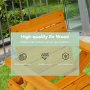Kids outdoor chaise lounge chair made of solid fir wood with removable umbrella and comfortable sponge padded cushions.