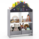 Playhouse Kids Bookshelf Wooden Toy Storage Organizer w/Chalkboard & Whiteboard product image 1