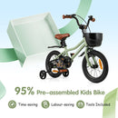 Kids Bicycle with Basket and Training Wheels – TS10237GN-14