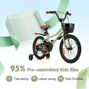 Kids Bicycle with Basket and Training Wheels – TS10237GN-18