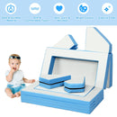 Multi-functional 4-in-1 kids' sofa set in blue with durable PU surface, ideal for climbing, crawling, and imaginative.