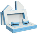 4-in-1 children's foam sofa set in blue with durable PU surface, ideal for safe play and creativity.