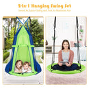 102cm Saucer Swing with Removable Play Tent – Green