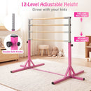 Kids Gymnastics Bar with 12 Adjustable Heights – Pink