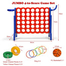 3-in-1 Jumbo 4-in-a-Row Game with Basketball Hoop – Blue