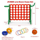 3-in-1 Jumbo 4-in-a-Row Game with Basketball Hoop – Green