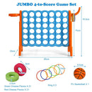 3-in-1 Jumbo 4-in-a-Row Game with Basketball Hoop – Orange