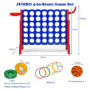 3-in-1 Jumbo 4-in-a-Row Game with Basketball Hoop – Red