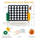 3-in-1 Jumbo 4-in-a-Row Game with Basketball Hoop – Black