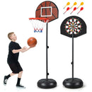 Adjustable Kids Basketball Hoop and Dartboard – Black