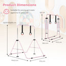 Folding Kids Gymnastics Bar with Adjustable Height – Pink