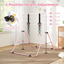 Folding Kids Gymnastics Bar with Adjustable Height – Pink