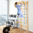 2.2m Wooden Wall Bars with Rope Ladder and Trapeze – product view