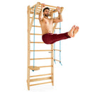 2.2m Wooden Wall Bars with Rope Ladder and Trapeze – product view
