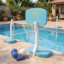 2-in-1 Pool Basketball and Volleyball Set – Blue + White + Yellow