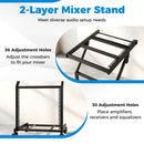 Two-Layer 9U Audio Equipment Rack with Lockable Wheels – Black