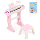 Kids Electronic Piano with Stool and Music Score – Pink
