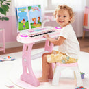 Kids Electronic Piano with Stool and Music Score – Pink
