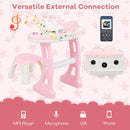 Kids Electronic Piano with Stool and Music Score – Pink
