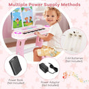 Kids Electronic Piano with Stool and Music Score – Pink
