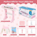 Kids Electronic Piano with Stool and Music Score – Pink