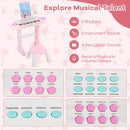 Kids Electronic Piano with Stool and Music Score – Pink