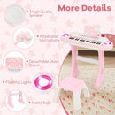 Kids Electronic Piano with Stool and Music Score – Pink